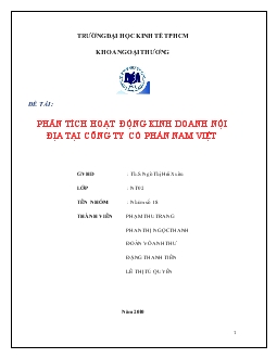 Đề tài Phân tích hoạt động kinh doanh nội địa tại công ty cổ phần Nam Việt