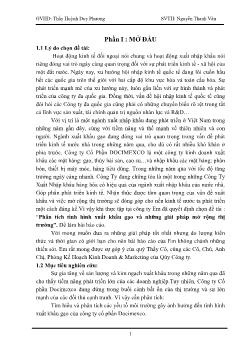 Đề tài Phân tích tình hình xuất khẩu gạo và những giải pháp mở rộng thị trường của công ty cổ phần Docimexco