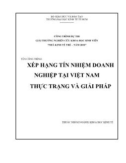 Đề tài Xếp hạng tín nhiệm doanh nghiệp Việt Nam - Thực trạng và giải pháp