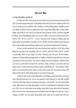 Khóa luận Chính sách bảo hộ hợp lý sản xuất trong nước của một số quốc gia trên thế giới và bài học kinh nghiệm cho Việt Nam