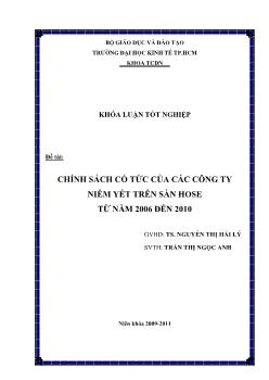 Khóa luận Chính sách cổ tức của các công ty niêm yết trên sàn Hose giai đoạn 2007-2010