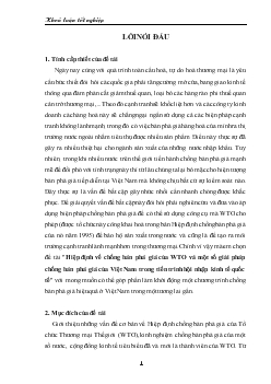 Khóa luận Hiệp định về chống bán phá giá của WTO và một số giải pháp chống bán phá giá của Việt Nam trong tiến trình hội nhập kinh tế quốc tế