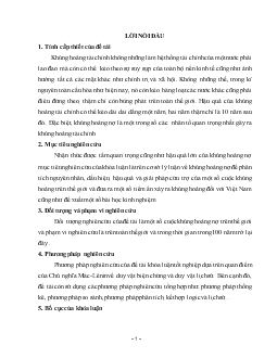 Khóa luận Một số cuộc khủng hoảng nợ trên thế giới từ 1980 trở lại đây và bài học cho Việt Nam