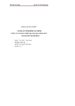 Khóa luận Phân tích tình hình tài chính công ty cổ phần thiết bị giáo dục Hồng Đức