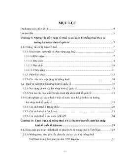 Luận văn Các giải pháp hoàn thiện thuế Việt Nam theo xu hướng hội nhập kinh tế Quốc tế