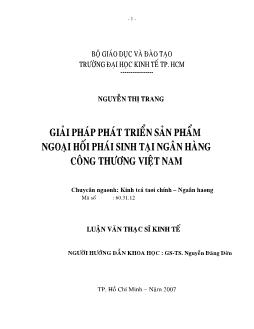 Luận văn Giải pháp phát triển sản phẩm ngoại hối phát sinh tại ngân hàng công thương Việt Nam