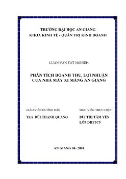 Luận văn Phân tích doanh thu, lợi nhuận của nhà máy xi măng An Giang
