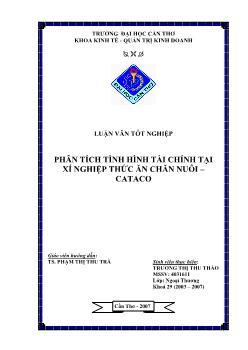 Luận văn Phân tích tình hình tài chính tại xí nghiệp thức ăn chăn nuôi – cataco