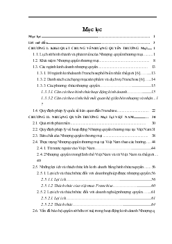 Luận văn Phát triển nhượng quyền thương mại của các doanh nghiệp Việt Nam, thực trạng và giải pháp