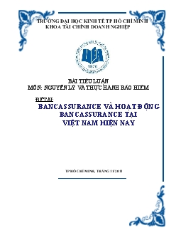 Tiểu luận Bancassurance và hoạt động bancassurance tại Việt Nam hiện nay