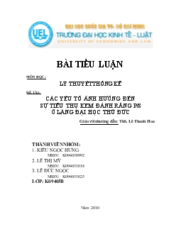 Tiểu luận Các yếu tố ảnh hưởng đến sự tiêu thụ kem đánh răng P/S ở làng Đại học Thủ Đức