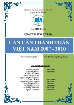 Tiểu luận Cán cân thanh toán Việt Nam 2007 - 2010