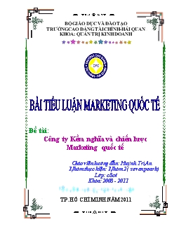 Tiểu luận Công ty Kềm Nghĩa và chiến lược Marketing quốc tế