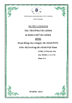 Tiểu luận Hoạt động của công ty tài chính PVFC trên thị trường tài chính Việt Nam