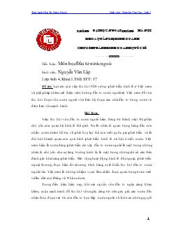 Tiểu luận Lợi ích của việc thu hút FDI với sự phát triển kinh tế ở Việt nam và giải pháp nhằm cải thiện môi trường đầu tư nước ngoài tại Việt nam