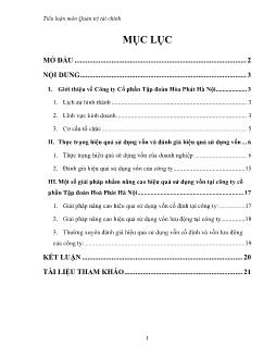 Tiểu luận Một số vấn đề về vốn và nâng cao hiệu quả sử dụng vốn tại công ty Cổ phần Tập đoàn Hoà Phát Hà Nội