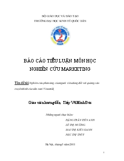 Tiểu luận Nghiên cứu phản ứng của người tiêu dùng đối với quảng cáo truyền hình của sữa tươi VinaMilk