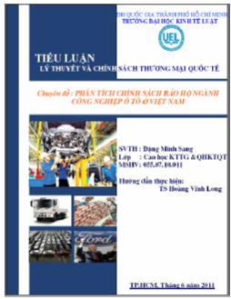 Tiểu luận Phân tích chính sách bảo hộ ngành công nghiệp ô tô ở Việt Nam
