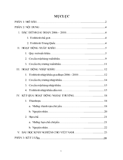 Tiểu luận Quá trình phát triển của ngoại thương Trung Quốc giai đoạn 2006 – 2010