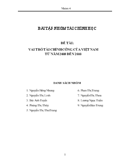 Tiểu luận Vai trò tài chính công của Việt Nam từ năm 2008 đến 2010