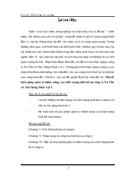Chuyên đề Một số biện pháp quản lý nhằm nâng cao chất lượng thiết kế tại công ty Tư Vấn và Xây Dựng Thuỷ Lợi 1