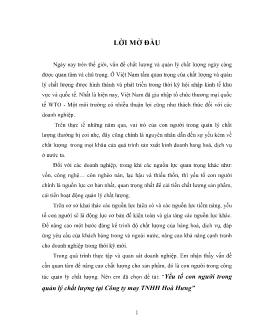 Đề tài Yếu tố con người trong quản lý chất lượng tại Công ty may TNHH Hoà Hưng