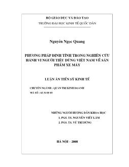 Luận án Phương pháp định tính trong nghiên cứu hành vi người tiêu dùng Việt Nam về sản phẩm xe máy