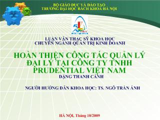 Luận văn Hoàn thiện công tác quản lý đại lý tại công ty TNHH PRUDENTIAL Việt Nam