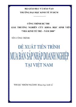 Đề tài Đề xuất tiến trình mua bán sát nhập doanh nghiệp tại Việt Nam