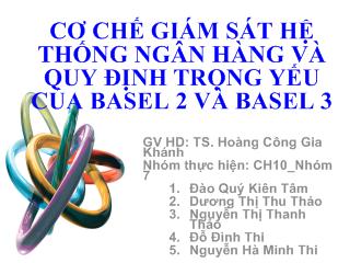 Đề tài Cơ chế giám sát hệ thống ngân hàng và quy định trọng yếu của basel 2 và basel 3