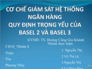 Đề tài Cơ chế giám sát hệ thống ngân hàngquy định trọng yếu của basel 2 và basel 3