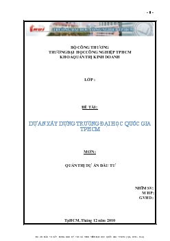 Đề tài Dự án xây dựng ký túc xá sinh viên trường đại học quốc gia thành phố Hồ Chí Minh