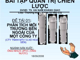 Đề tài Phân tích môi trường bên ngoài của một công ty TNHH một thành viên vật liệu xây dựng Hoa Sen