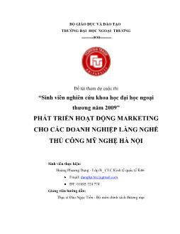 Đề tài Phát triển hoạt động marketing cho các doanh nghiệp làng nghề thủ công mỹ nghệ Hà Nội