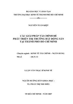 Luận văn Các giải pháp tài chính để phát triển thị trường bất động sản tại thành phố Hồ Chí Minh