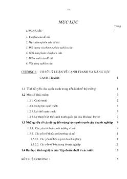 Luận văn Nâng cao năng lực cạnh tranh của công ty Shell Việt Nam trên thị trường hóa chất Polyols ở Việt Nam