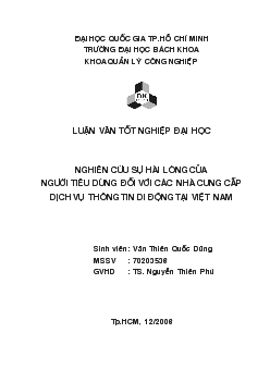 Luận văn Nghiên cứu sự hài lòng của người tiêu dùng đối với các nhà cung cấp dịch vụ thông tin di động tại Việt Nam