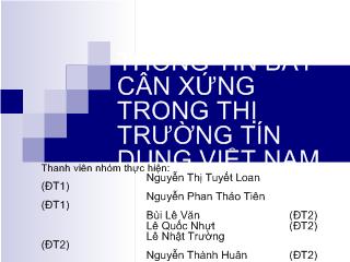 Tiểu luận Thông tin bất cân xứng trong thị trường tín dụng Việt Nam