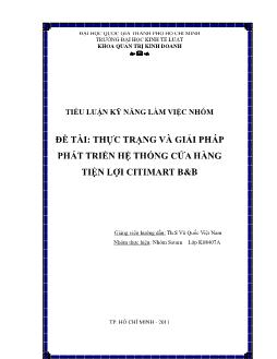 Tiểu luận Thực trạng và giải pháp cho việc phát triển của hàng tiện lợi Citimart B & B