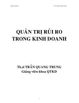 Bài giảng quản trị rủi ro trong kinh doanh