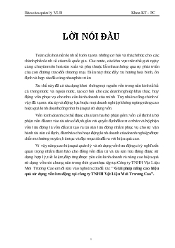 Báo cáo Giải pháp nâng cao hiệu quả sử dụng vốn lưu động tại công ty TNHH Vật Liệu Mới Trương Cao