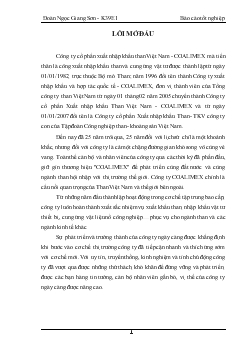 Báo cáo Hoạt động sản xuất và kinh doanh của Công ty cổ phần xuất nhập khẩu than Việt Nam - COALIMEX