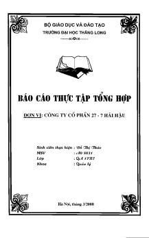 Báo cáo Thực tập tại Công ty Cổ phần 27-7 Hải Hậu