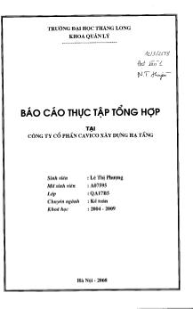 Báo cáo Thực tập tại công ty Cổ phần CAVICO xây dựng hạ tầng