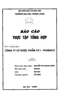 Báo cáo Thực tập tại Công ty cổ phần dược phẩm trung ương 1 - PHABACO