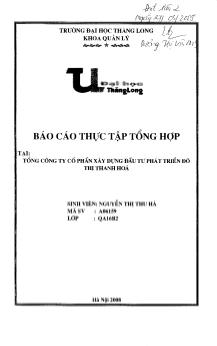 Báo cáo Thực tập tại công ty cổ phần xây dựng đầu tư phát triển đô thị Thanh Hóa