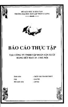 Báo cáo Thực tập tại công ty TNHH tập đoàn sản xuất hàng Dệt may 19-5 Hà nội