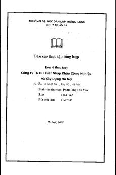 Báo cáo Thực tập tại Công ty TNHH Xuất nhập khẩu công nghiệp và xây dựng Hà Nội
