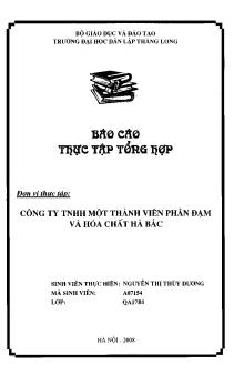 Báo cáo Thực tập tổng hợp tại Công ty TNHH một thành viên phân đạm và hóa chất Hà Bắc