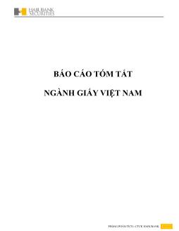 Báo cáo Tóm tắt ngành giấy Việt Nam